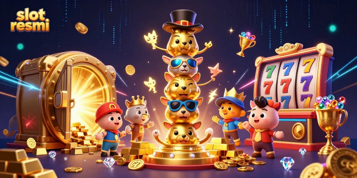 Spin and win with slot resmi at this vibrant online casino illustration showcasing dynamic game elements.