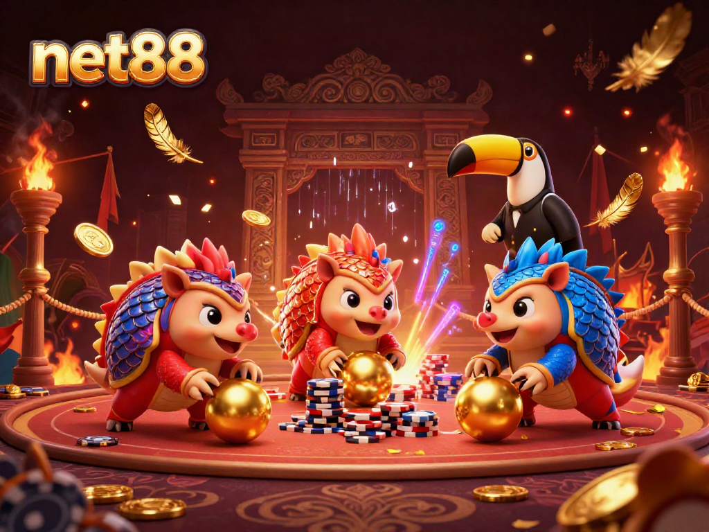 Experience thrilling gaming action with net88 in an exciting casino showdown featuring rival pangolins.
