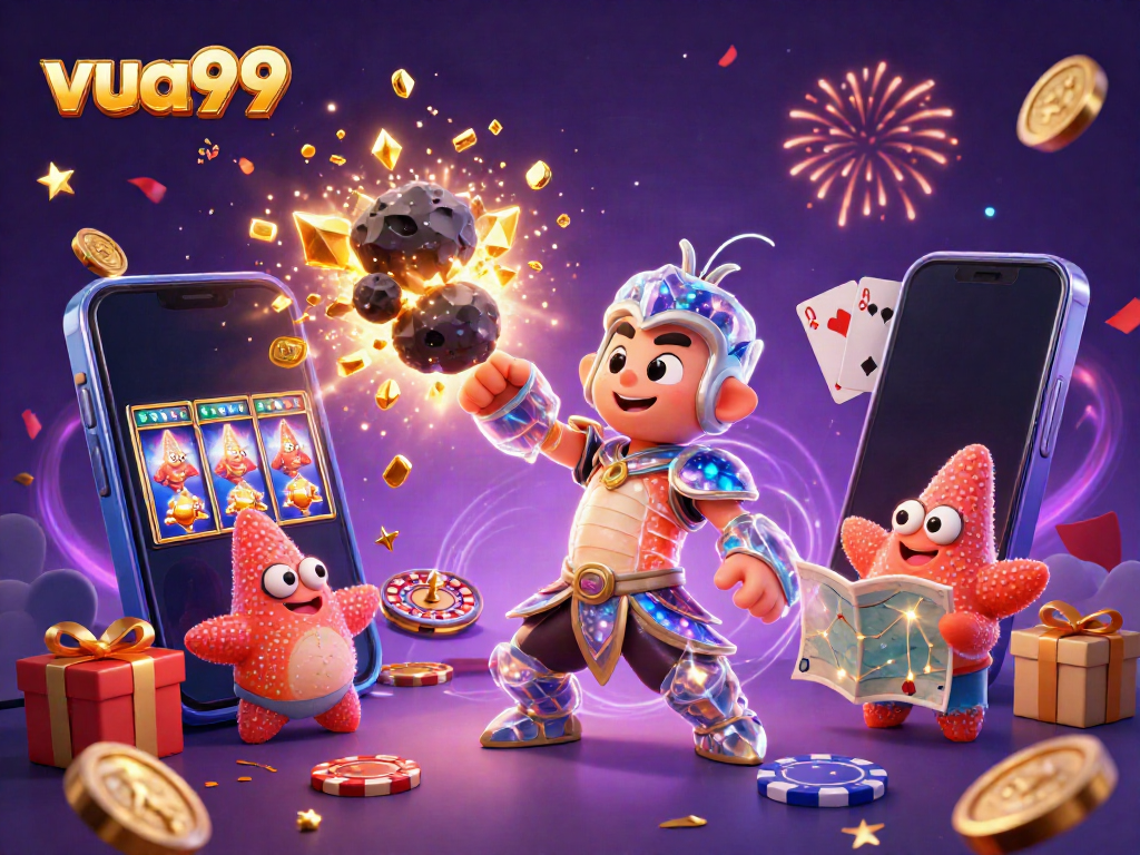 Experience a thrilling action scene in the gambling universe featuring the galactic samurai and vibrant gaming elements at vua99.