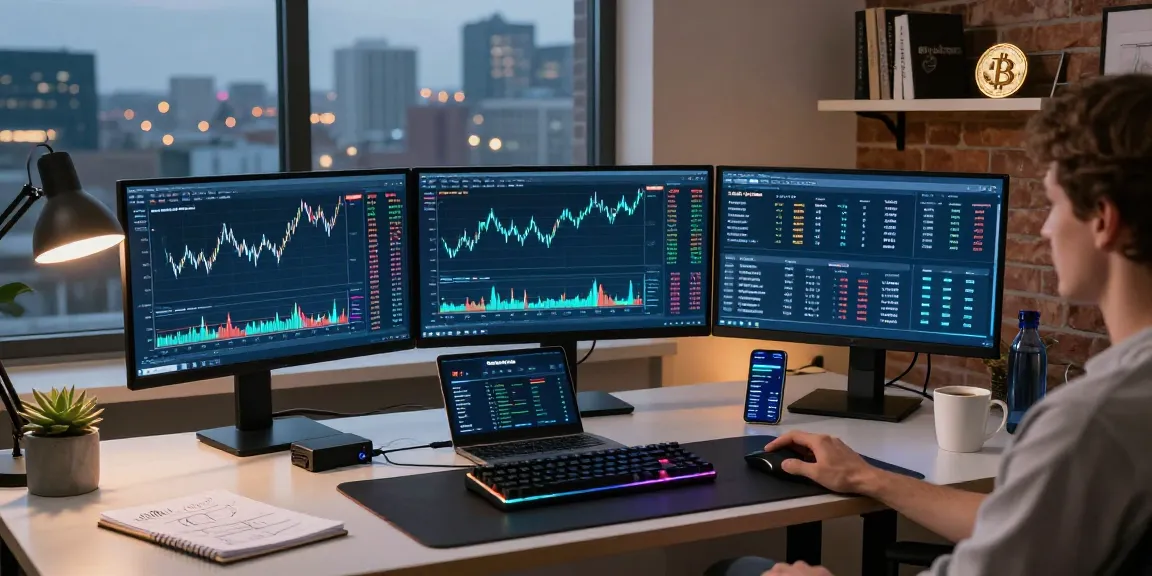 Bohemium AI trading v profesionální kripto pracovně s grafy a digitálními peněženkami