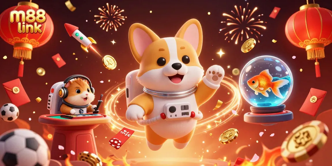 Experience gaming excitement with the vibrant m88 link in this mesmerizing casino illustration.