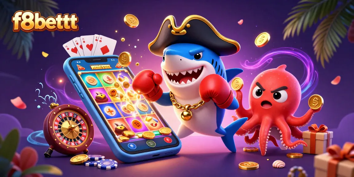 Win big at f8bettt with thrilling gaming characters in an action-packed casino scene.