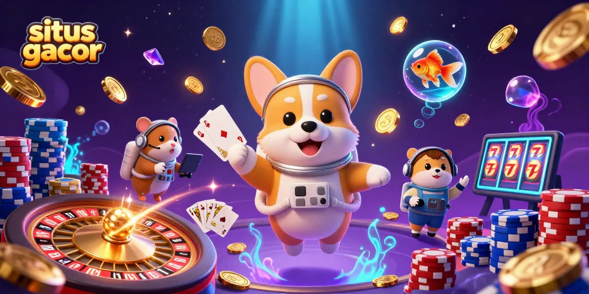 Engage in the vibrant world of situs gacor gaming with an astronaut corgi, mission-control hamster, and goldfish in space.